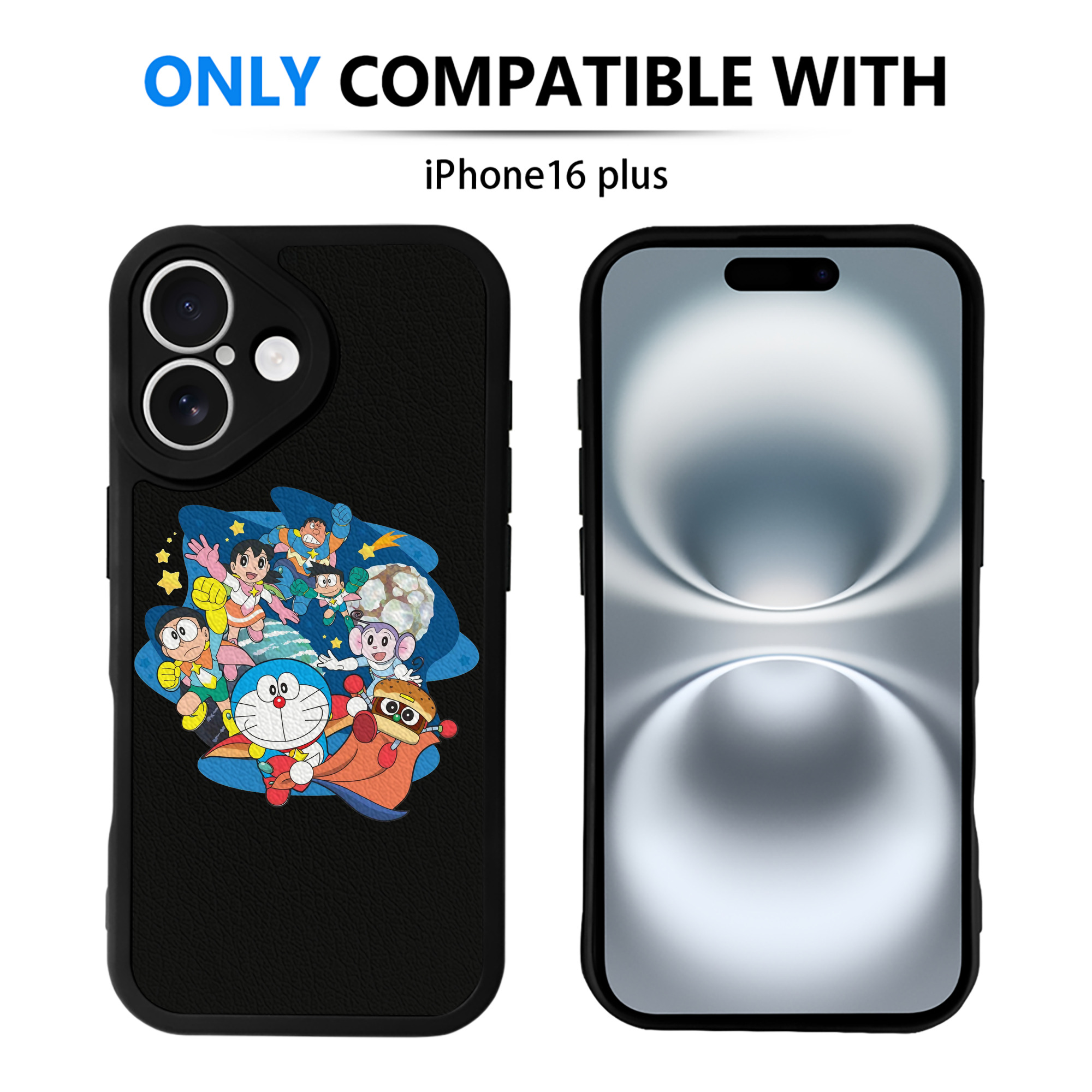 （画像用） ドラえもん Doraemon 【iPhone 16シリーズ対応】シリコンスマホケース（レザー調） 材質：シリコン